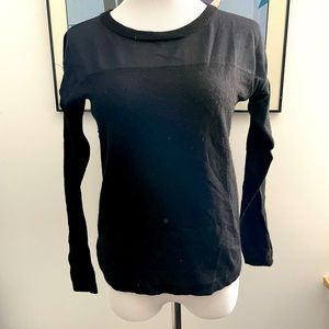 JCrew Merino Wool Sheer Yoke Crew Neck Sweater